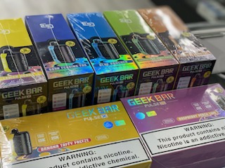 A display of different types of electronic cigarettes